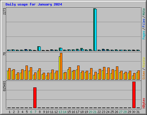 Daily usage for January 2024